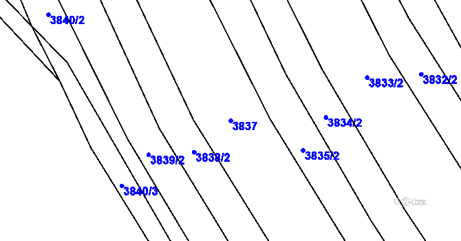 Parcela st. 3837 v KÚ Bánov, Katastrální mapa