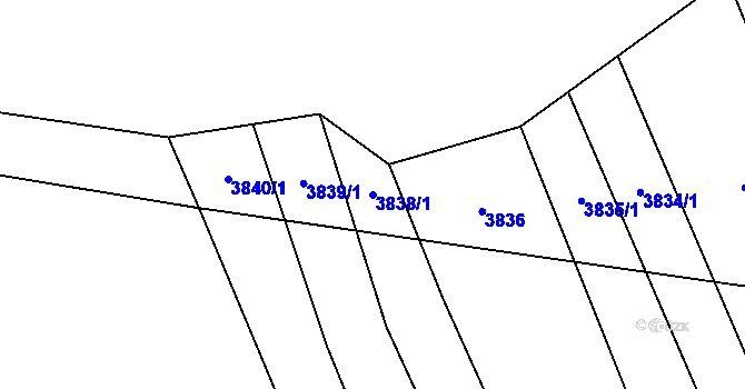 Parcela st. 3838/1 v KÚ Bánov, Katastrální mapa