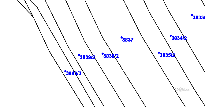 Parcela st. 3838/2 v KÚ Bánov, Katastrální mapa