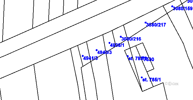 Parcela st. 4940/3 v KÚ Bánov, Katastrální mapa