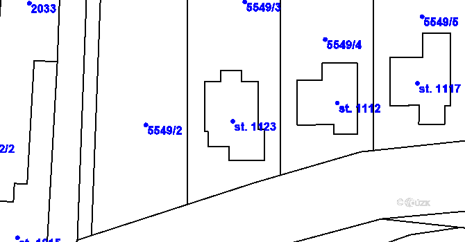 Parcela st. 1123 v KÚ Bánov, Katastrální mapa