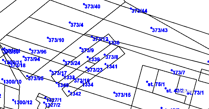 Parcela st. 373/8 v KÚ Báňovice, Katastrální mapa