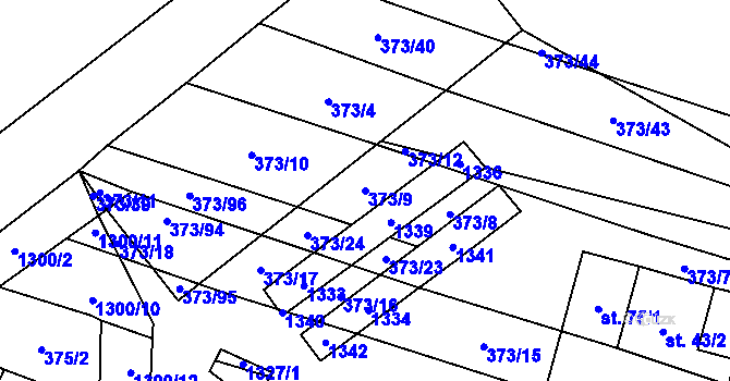 Parcela st. 373/9 v KÚ Báňovice, Katastrální mapa