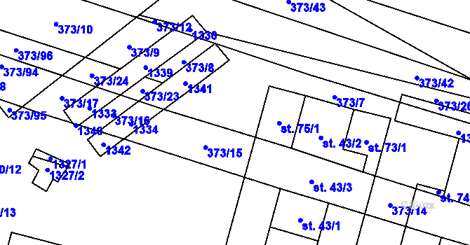 Parcela st. 373/22 v KÚ Báňovice, Katastrální mapa