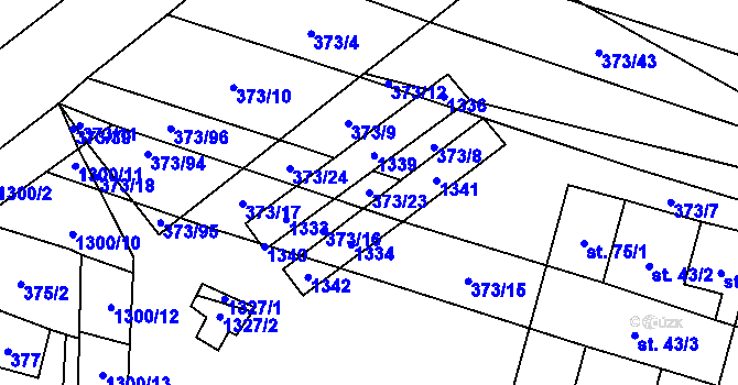 Parcela st. 373/23 v KÚ Báňovice, Katastrální mapa