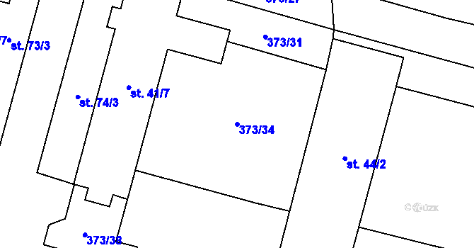 Parcela st. 373/34 v KÚ Báňovice, Katastrální mapa