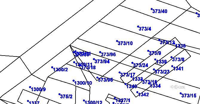 Parcela st. 373/96 v KÚ Báňovice, Katastrální mapa