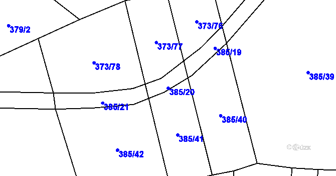 Parcela st. 385/20 v KÚ Báňovice, Katastrální mapa