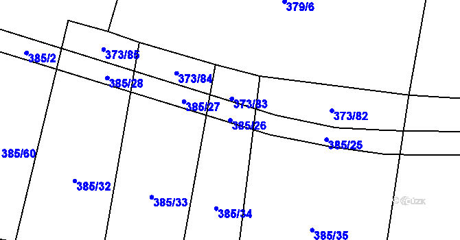 Parcela st. 385/26 v KÚ Báňovice, Katastrální mapa