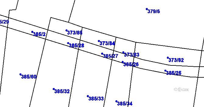 Parcela st. 385/27 v KÚ Báňovice, Katastrální mapa