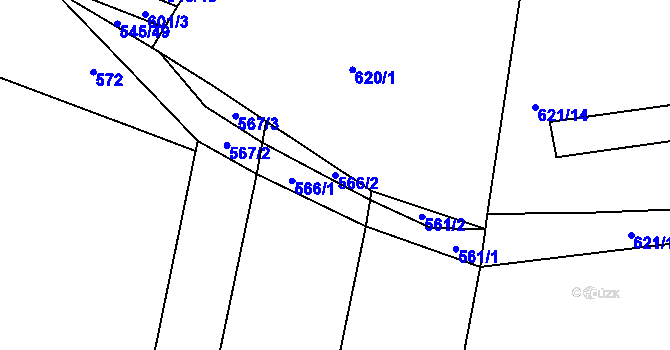 Parcela st. 566/2 v KÚ Báňovice, Katastrální mapa