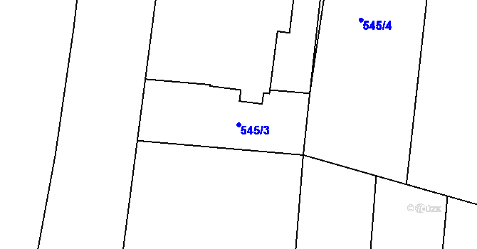 Parcela st. 545/3 v KÚ Báňovice, Katastrální mapa