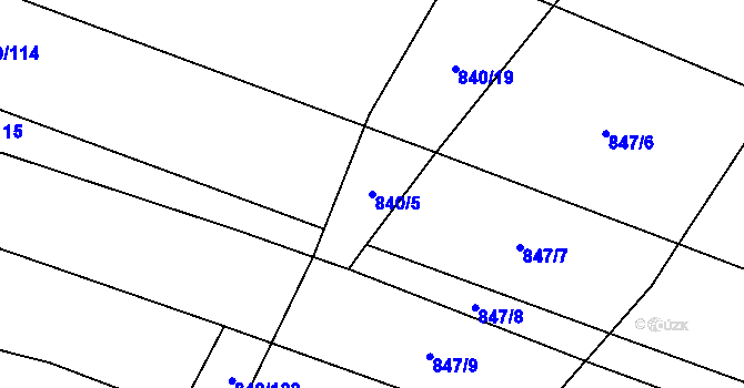 Parcela st. 840/5 v KÚ Báňovice, Katastrální mapa