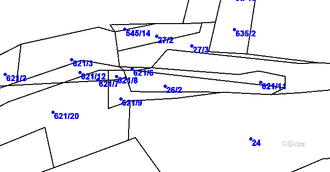 Parcela st. 26/2 v KÚ Báňovice, Katastrální mapa