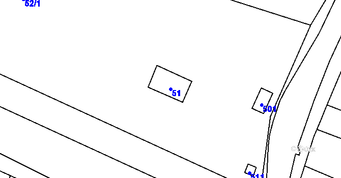Parcela st. 51 v KÚ Bantice, Katastrální mapa
