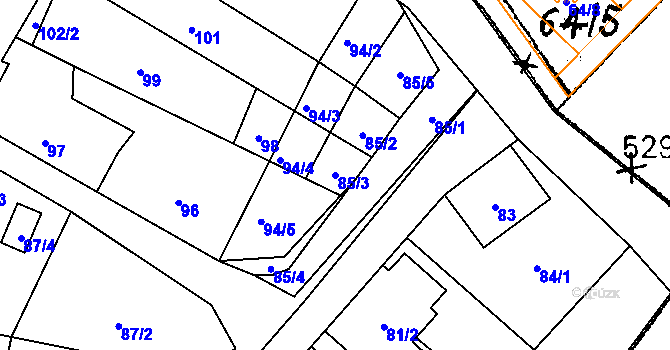 Parcela st. 85/3 v KÚ Bantice, Katastrální mapa