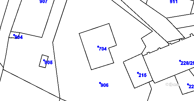 Parcela st. 216/2 v KÚ Bantice, Katastrální mapa