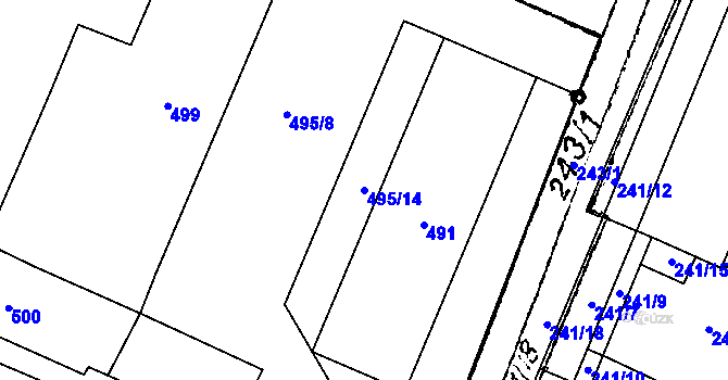 Parcela st. 495/14 v KÚ Bantice, Katastrální mapa