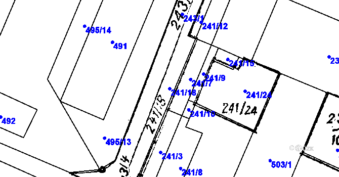 Parcela st. 241/18 v KÚ Bantice, Katastrální mapa