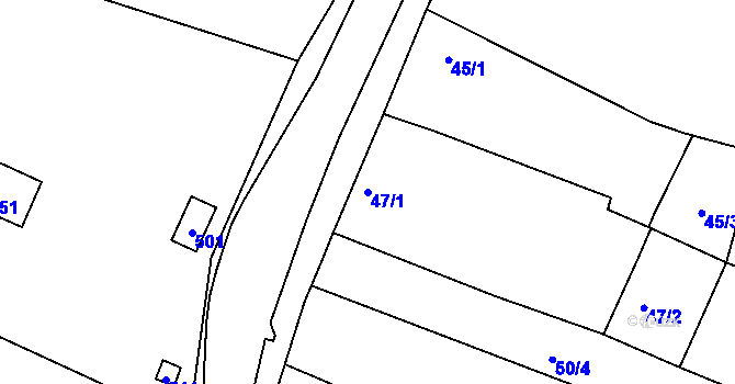 Parcela st. 47/1 v KÚ Bantice, Katastrální mapa