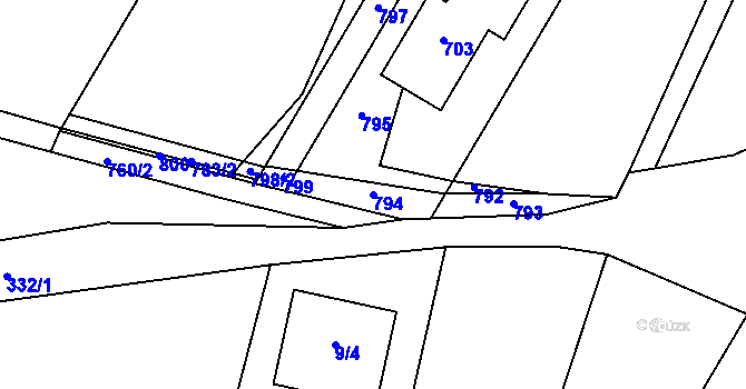 Parcela st. 794 v KÚ Bantice, Katastrální mapa
