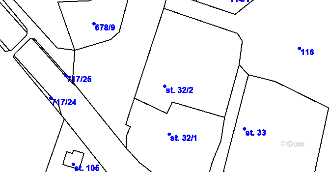 Parcela st. 32/2 v KÚ Barchov, Katastrální mapa