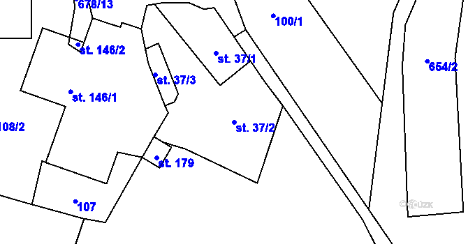 Parcela st. 37/2 v KÚ Barchov, Katastrální mapa