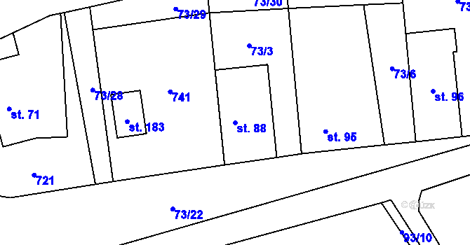 Parcela st. 88 v KÚ Barchov, Katastrální mapa