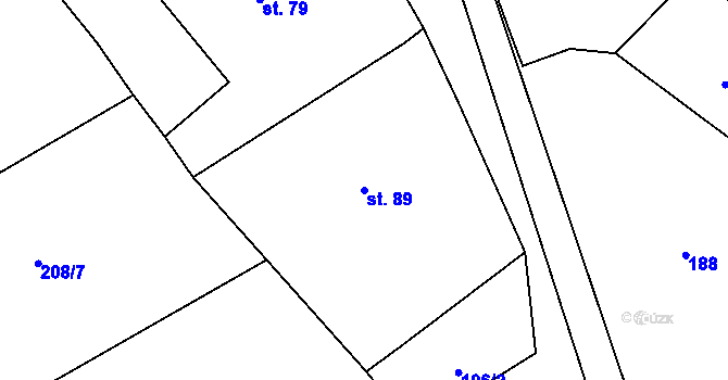 Parcela st. 89 v KÚ Barchov, Katastrální mapa