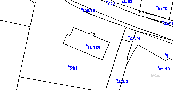Parcela st. 120 v KÚ Barchov, Katastrální mapa