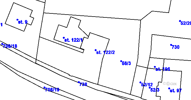 Parcela st. 122/2 v KÚ Barchov, Katastrální mapa