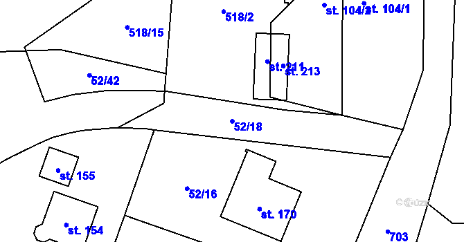 Parcela st. 52/18 v KÚ Barchov, Katastrální mapa