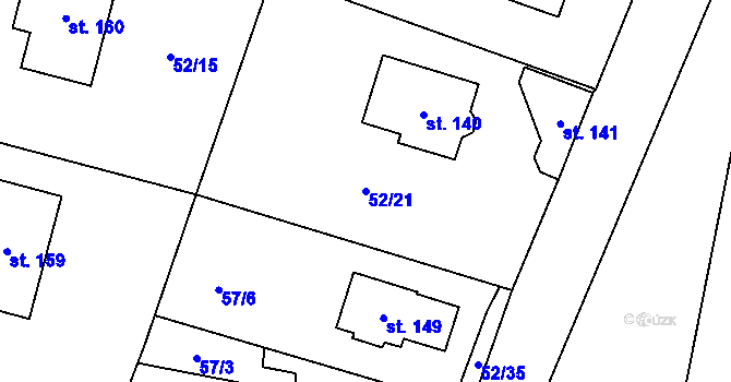 Parcela st. 52/21 v KÚ Barchov, Katastrální mapa