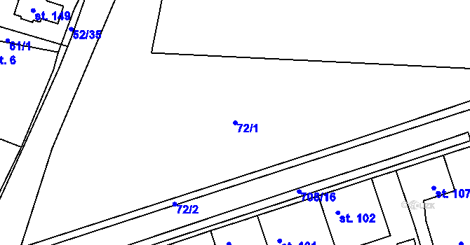 Parcela st. 72/1 v KÚ Barchov, Katastrální mapa
