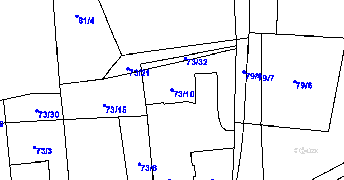 Parcela st. 73/10 v KÚ Barchov, Katastrální mapa