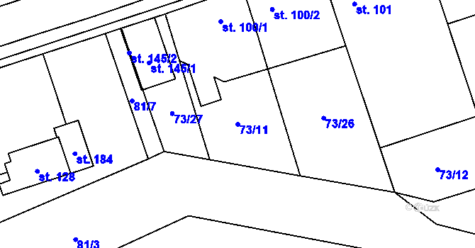 Parcela st. 73/11 v KÚ Barchov, Katastrální mapa