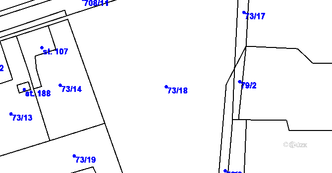 Parcela st. 73/18 v KÚ Barchov, Katastrální mapa