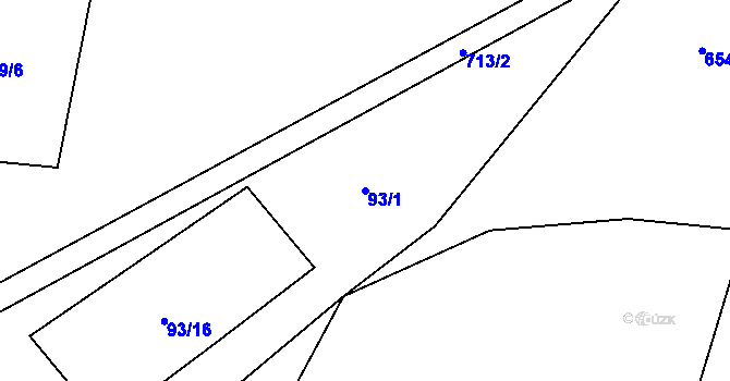 Parcela st. 93/1 v KÚ Barchov, Katastrální mapa
