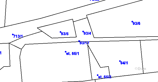 Parcela st. 93/17 v KÚ Barchov, Katastrální mapa