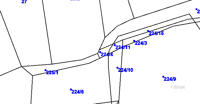 Parcela st. 224/4 v KÚ Barchov, Katastrální mapa