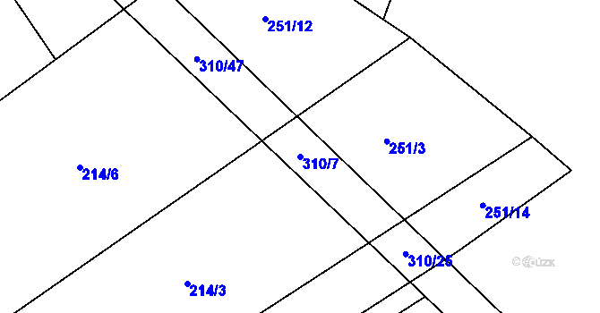 Parcela st. 310/7 v KÚ Barchov, Katastrální mapa