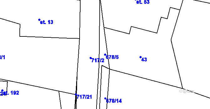 Parcela st. 678/5 v KÚ Barchov, Katastrální mapa