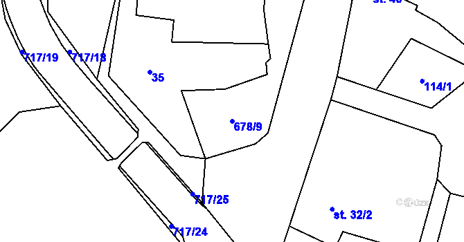 Parcela st. 678/9 v KÚ Barchov, Katastrální mapa