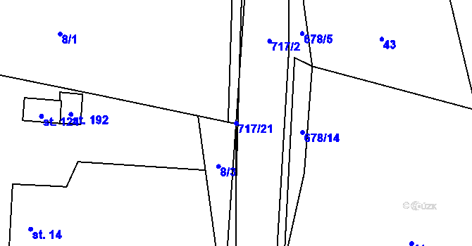 Parcela st. 717/21 v KÚ Barchov, Katastrální mapa