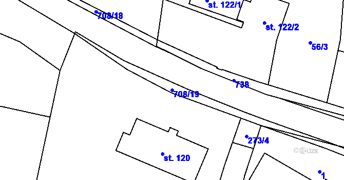 Parcela st. 708/19 v KÚ Barchov, Katastrální mapa