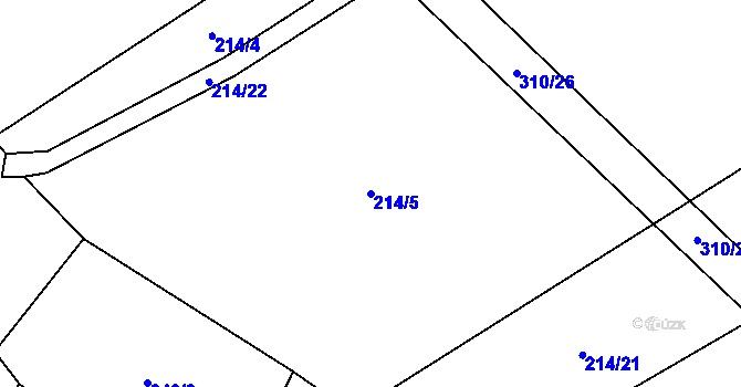 Parcela st. 214/5 v KÚ Barchov, Katastrální mapa