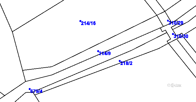 Parcela st. 214/9 v KÚ Barchov, Katastrální mapa