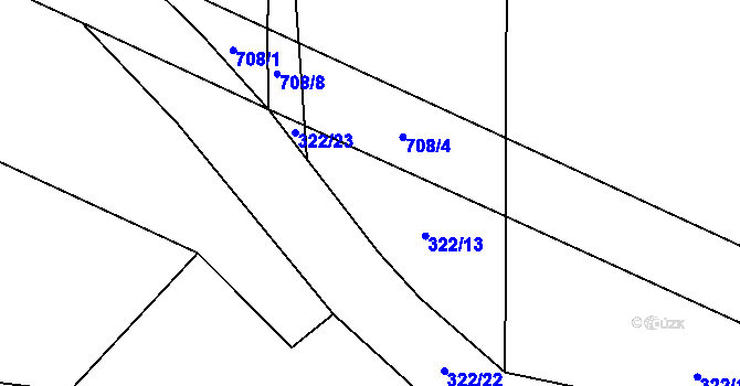 Parcela st. 322/12 v KÚ Barchov, Katastrální mapa
