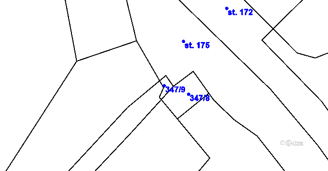 Parcela st. 347/9 v KÚ Barchov, Katastrální mapa