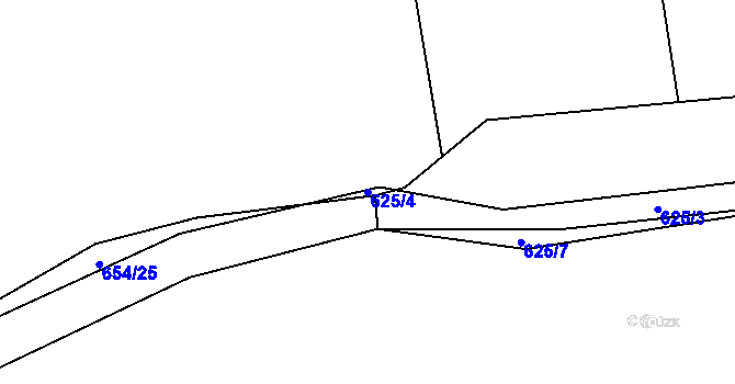 Parcela st. 625/4 v KÚ Barchov, Katastrální mapa